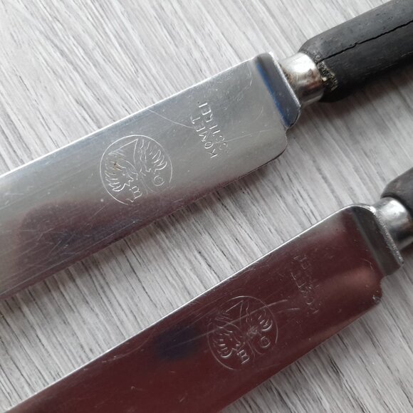 Vintage Table Knives Lot of 9 Knife Flatware Cutlery Komet Rostfrei Wood Handle - Picture 10 of 16